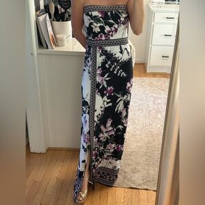 White House Black Market Floral Maxi Dress - Black and Purple